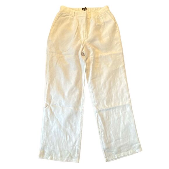 Quince NWT white 100% linen trouser pleat pant lined 6 - Picture 4 of 16